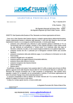 Leggi la nota della Segreteria - Ugl Polizia