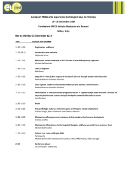 Programma - Istituto Nazionale dei Tumori