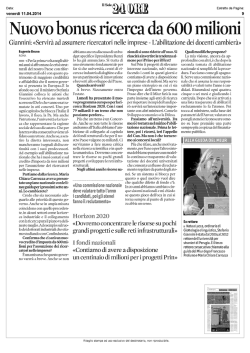 Nuovo bonus ricerca da 600 milioni