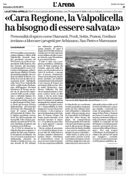 Cara Regione, la Valpolicella ha bisogno di essere salvata