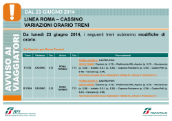 dal 23 giugno 2014 linea roma &ndash; cassino variazioni orario tren