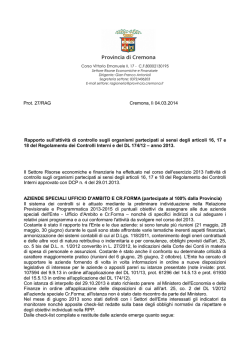 Rapporto attivit&agrave; organismi partecipati 2013