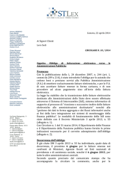 Circolare n. 10 del 2014 (fatturazione elettronica verso P.A. )