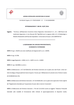 DETERMINAZIONE N&deg; 288 DEL 02/07 /2014 Oggetto
