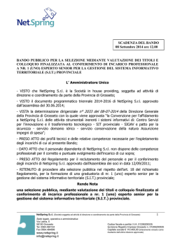 Bando esperto Senior SIT