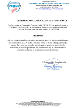 dichiarazione applicazione sistema haccp