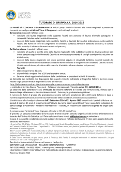 Bando Facolt&agrave; di Economia e Giurisprudenza