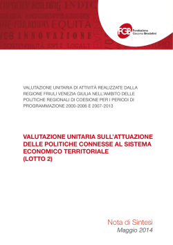 Nota di Sintesi - Regione Autonoma Friuli Venezia Giulia