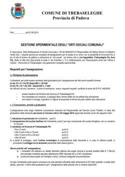 gestione sperimentale degli &ldquo;orti sociali comunali&rdquo;