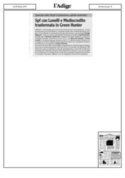 Spf con Lunedi e Mediocredito trasformata in Green Hunter