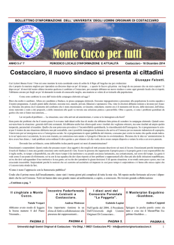 Monte Cucco per tutti - Universit&agrave; degli Uomini Originari di Costacciaro