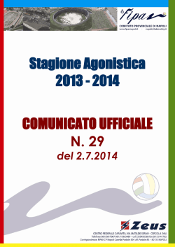Stagione Agonistica 2013 - 2014 COMUNICATO UFFICIALE N. 29