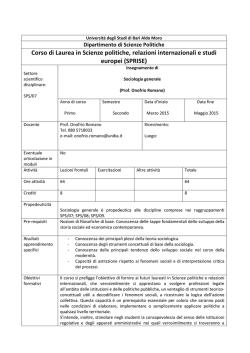 Sociologia generale - Universit&agrave; degli Studi di Bari