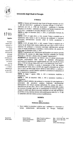 D.R. n. 1789 del 8.10.2014 - Bando - Università degli Studi di Perugia
