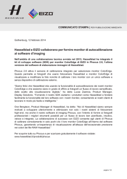 Hasselblad e EIZO collaborano per fornire monitor di