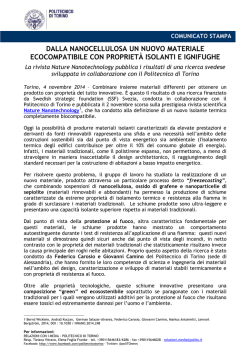 Dalla Nanocellulosa un nuovo materiale