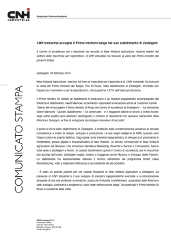 CNH Industrial accoglie il Primo ministro belga nel suo stabilimento