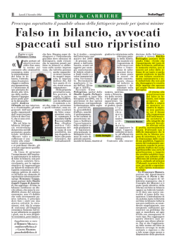 03/11/2014 Falso in bilancio, avvocati spaccati sul suo ripristino