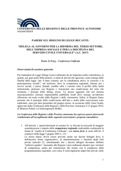 DOCUMENTO SU RIFORMA DEL TERZO SETTORE, DELL