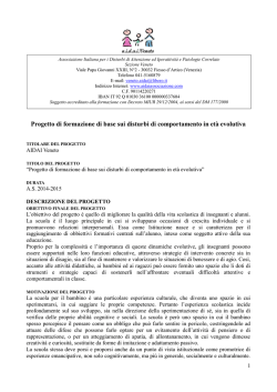 Progetto di formazione di base sui disturbi di comportamento