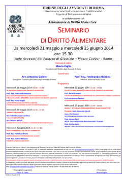 seminario di diritto alimentare - Ordine degli Avvocati di ROMA