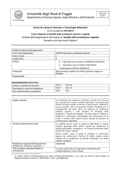 Qualit&agrave; della produzione vegetale - Universit&agrave; degli Studi di Foggia