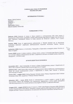 CV Valeria Deplano - Universit&agrave; degli studi di Cagliari.