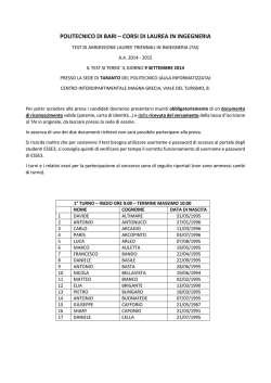 9 settembre 2014 - Politecnico di Bari