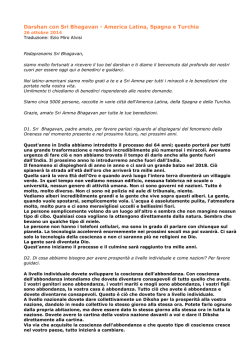 Darshan con Sri Bhagavan - America Latina, Spagna e Turchia