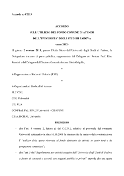 Accordo n. 4/2013 - RSU Universit&agrave; degli Studi di Padova
