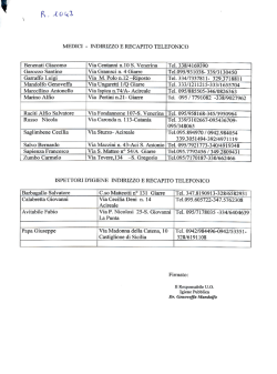 O MEDICI - INDIRIZZO E RECAPITO TELEFONICO Benenati