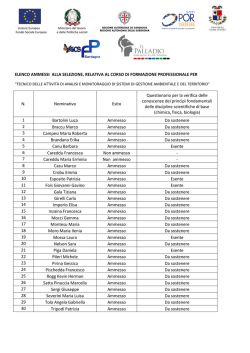 Elenco ammessi alla selezione ed esentati dalla prova nelle