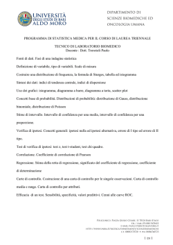 PROGRAMMA DI STATISTICA MEDICA PER IL CORSO DI LAUREA