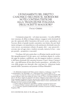 i fondamenti del diritto canonico secondo k. m&ouml;rsdorf. note