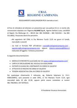 REGOLAMENTO ASSICURAZIONI RCA riservato ai soci Al fine di