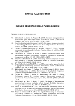 matteo kalchschmidt elenco generale delle pubblicazioni