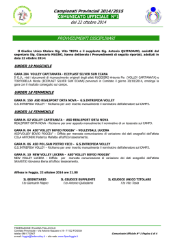 Comunicato N 1 del 22-10-2014
