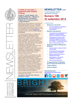 NEWSLETTER Unifi Numero 158 23 settembre 2014
