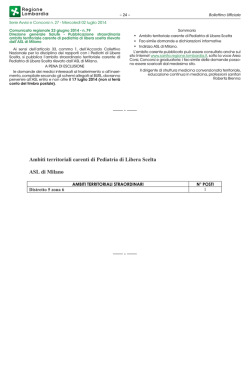 Ambiti territoriali carenti di Pediatria di Libera Scelta ASL di Milano