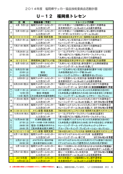 2014 U－12 福岡県トレセン年間計画表