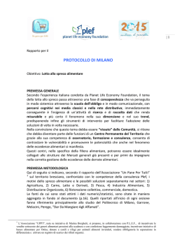 Documento &ldquo;Contro lo Spreco Alimentare&rdquo;