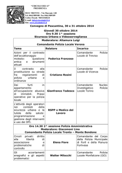 Convegno di Pescantina, 30 e 31 ottobre 2014 Giovedì 30