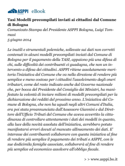 Tasi Modelli precompilati inviati ai cittadini dal Comune di