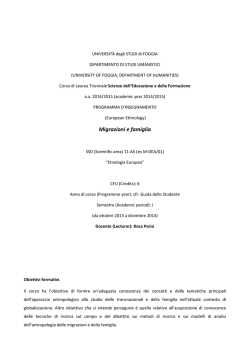 Migrazioni e famiglia - Universit&agrave; degli Studi di Foggia