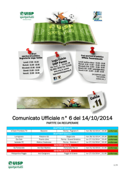 Comunicato 6 del 14 ottobre