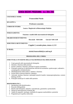 Funzione ed analisi delle macromolecole biologiche