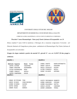 tirocinio V anno reumatologia - Universit&agrave; degli Studi del Molise