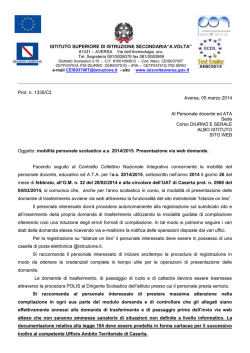 Mobilità personale scolastico a.s. 2014/2015
