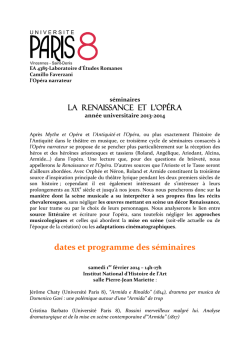 Programme du s&eacute;minaire