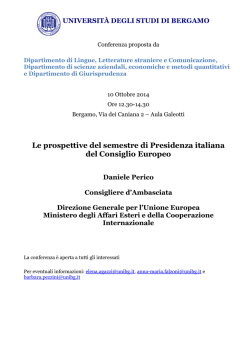 Conferenza dott. Perico - Universit&agrave; degli studi di Bergamo